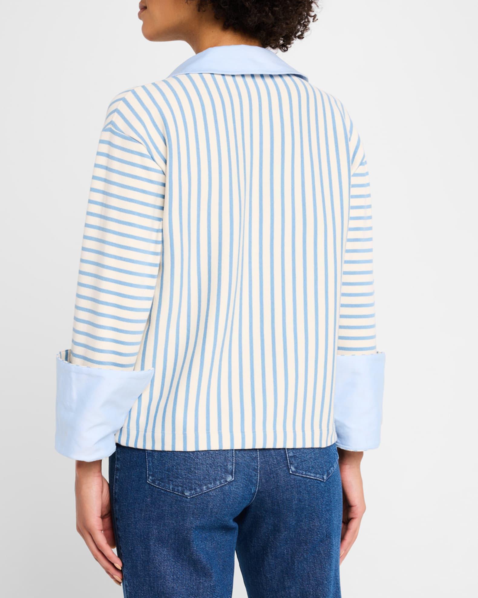 Whitney Rugby Stripe Collared V-Neck Top Product Image