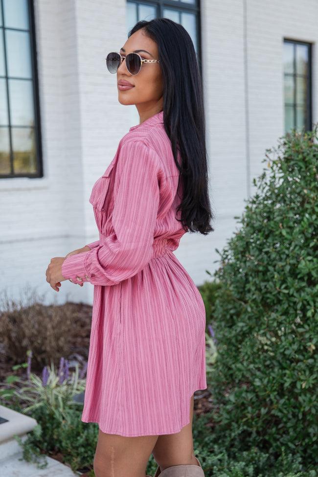 All The Way Up Rose Button Detail Mini Dress  FINAL SALE Product Image