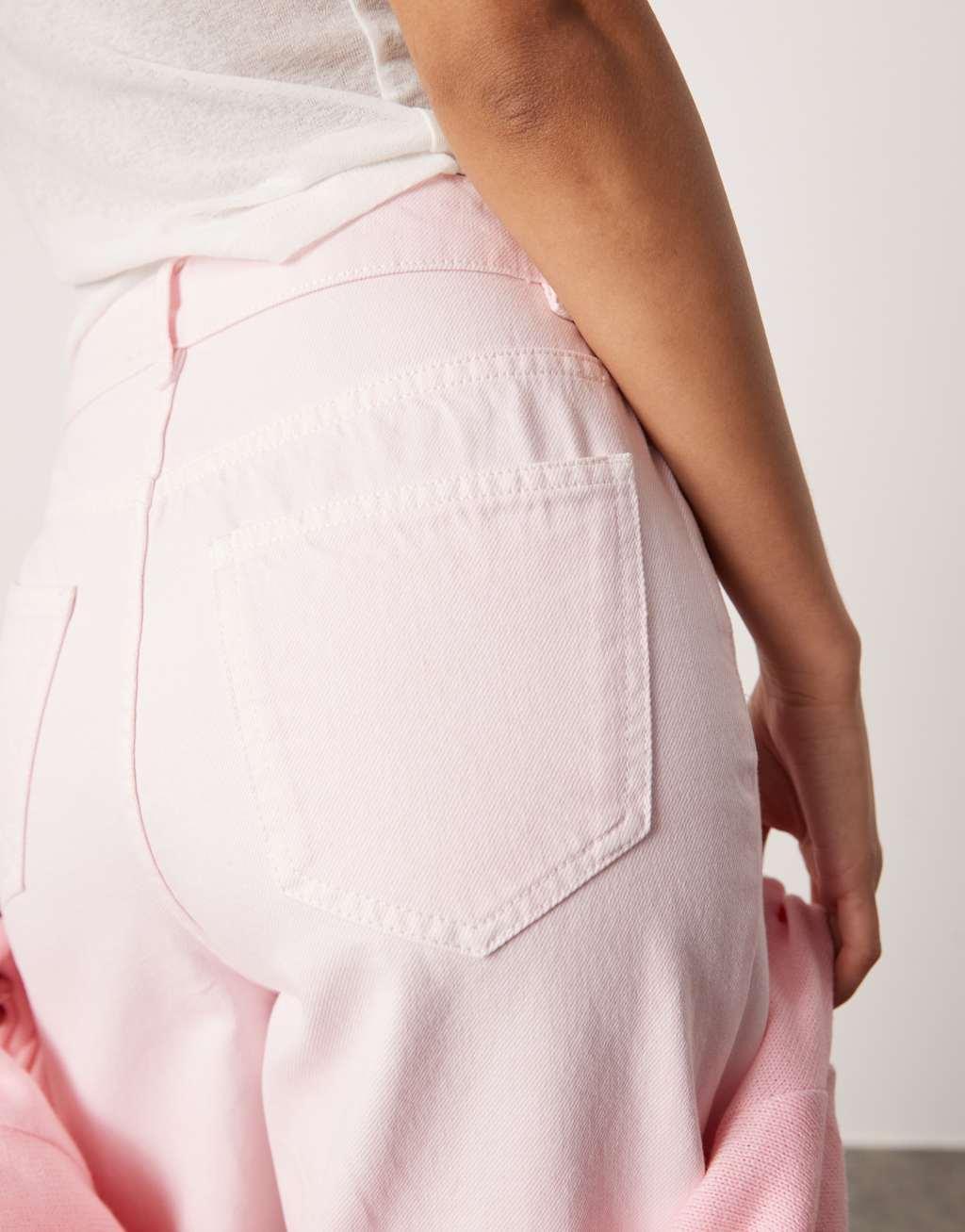 ASOS DESIGN cropped wide leg jeans in pink Product Image