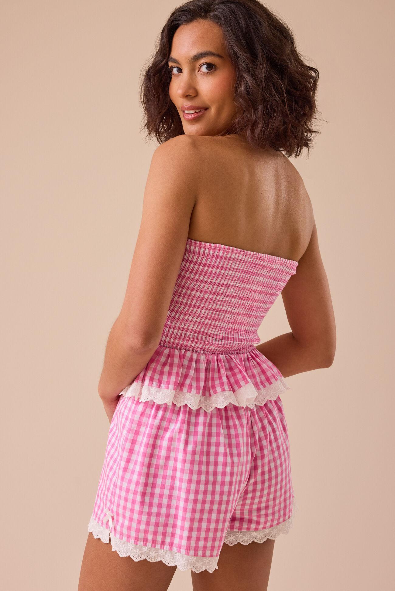 Lala Gingham Peplum Tube Top Product Image