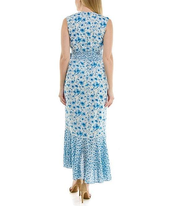 Moda Tara Sleeveless V-Neck Floral Print Wrap Dress Product Image