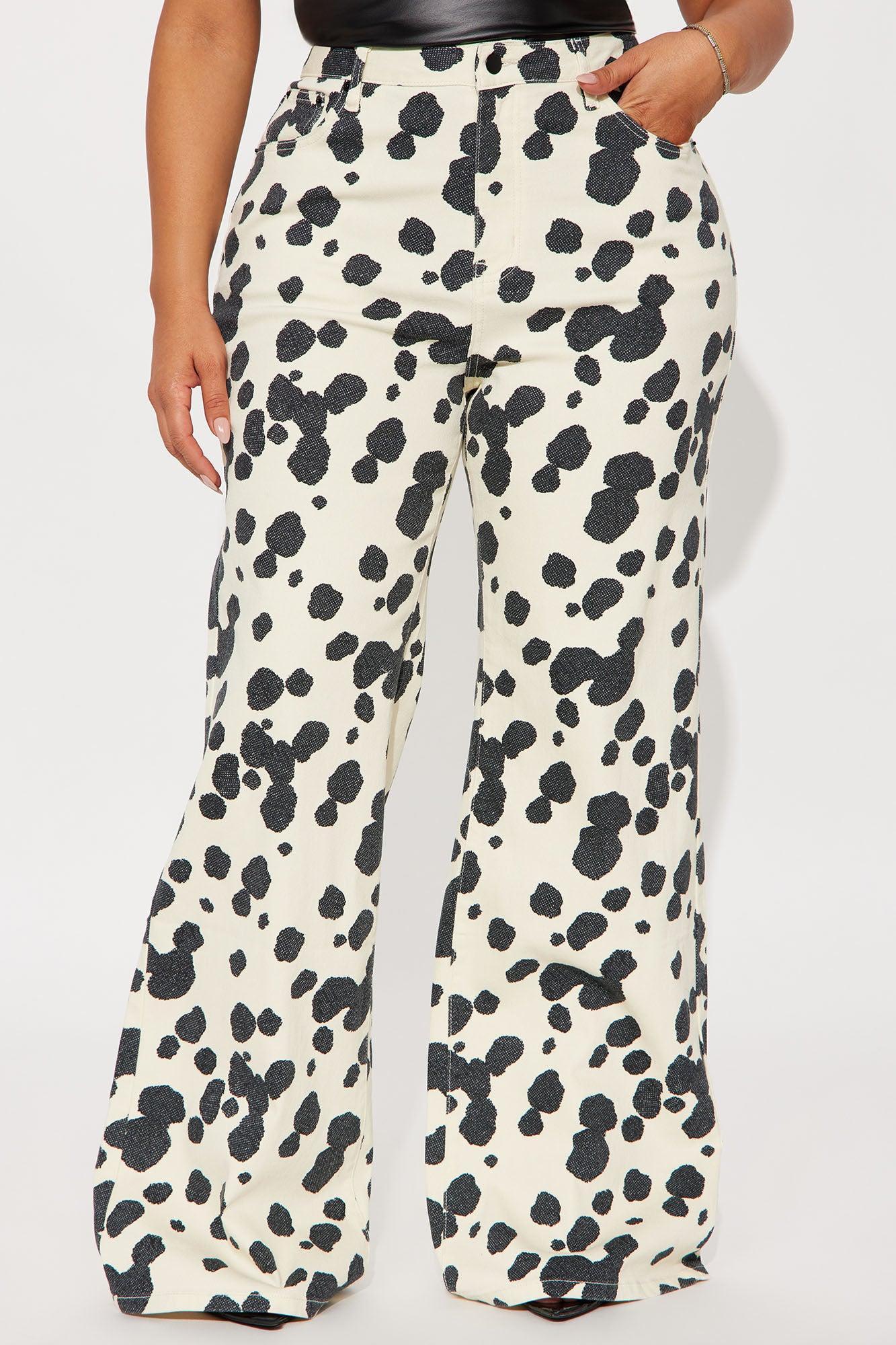 Something Sweet Printed Flare Jeans - Black/White Product Image