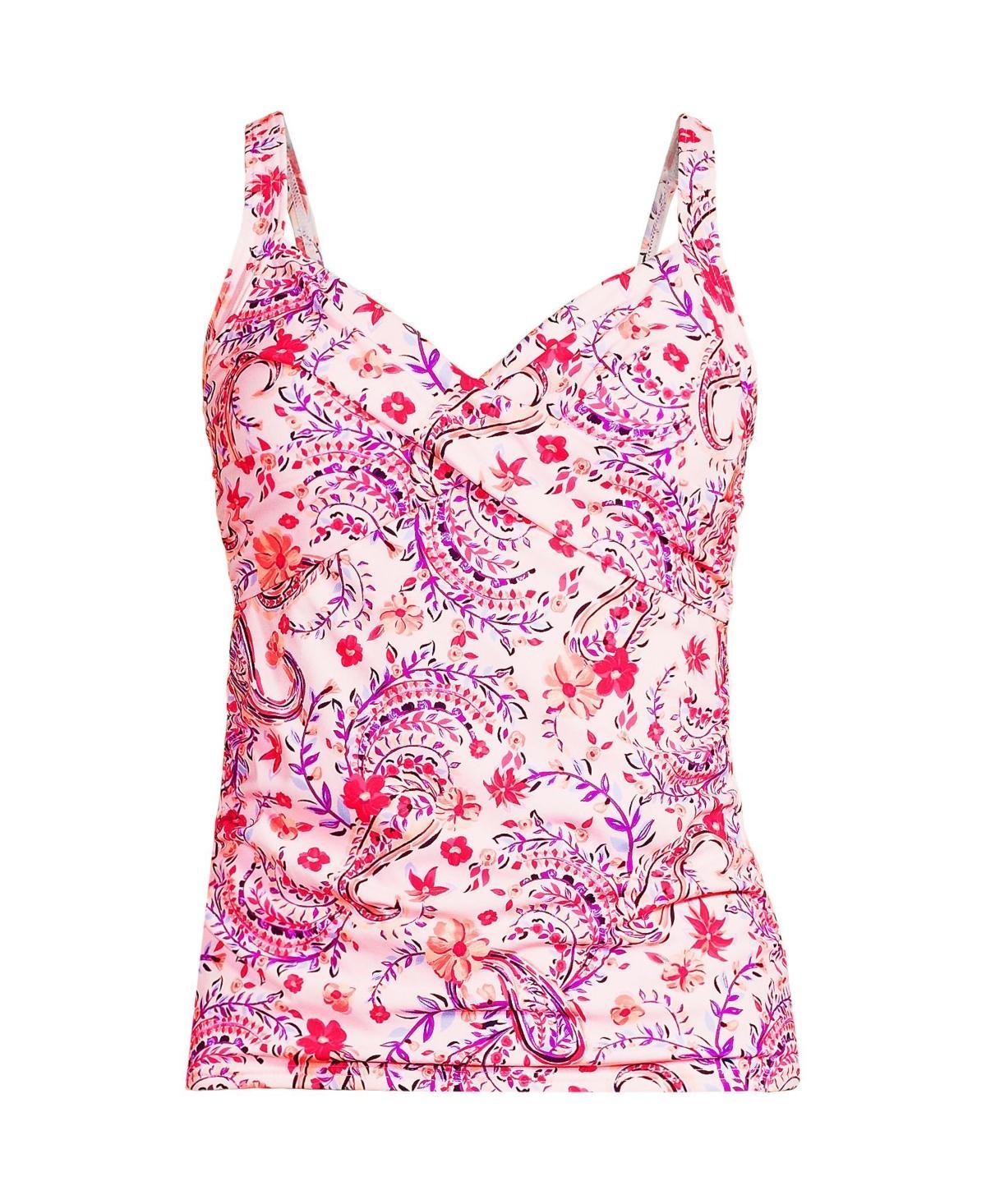 Women's Lands' End Surplice Underwire Tankini Swimsuit Top, Size: 14, Rich Brown Product Image