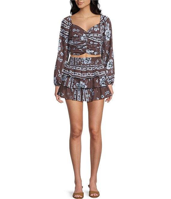 GB Smocked Floral Printed Coordinating Mini Skort Product Image