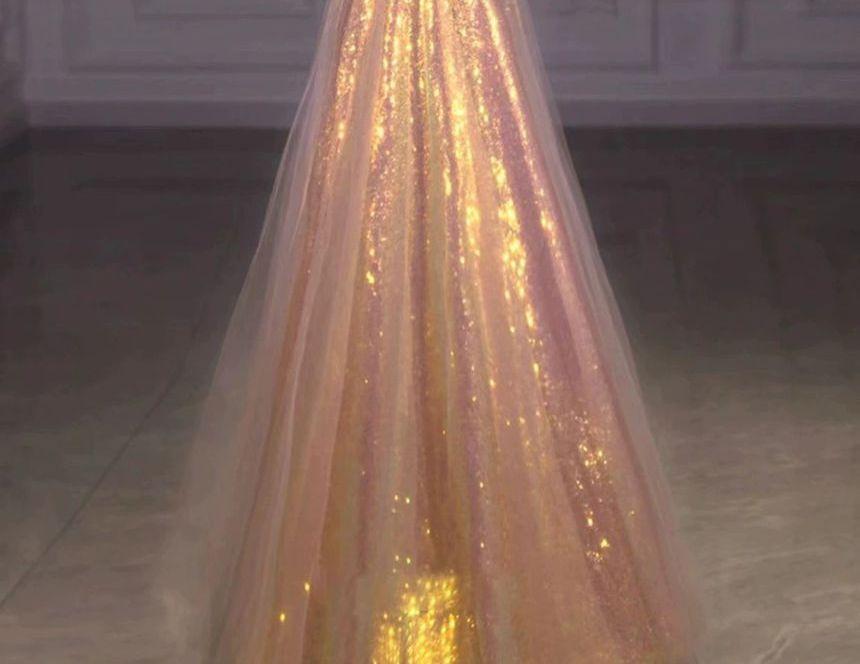 Off-Shoulder Iridescent A-Line Evening Gown Product Image