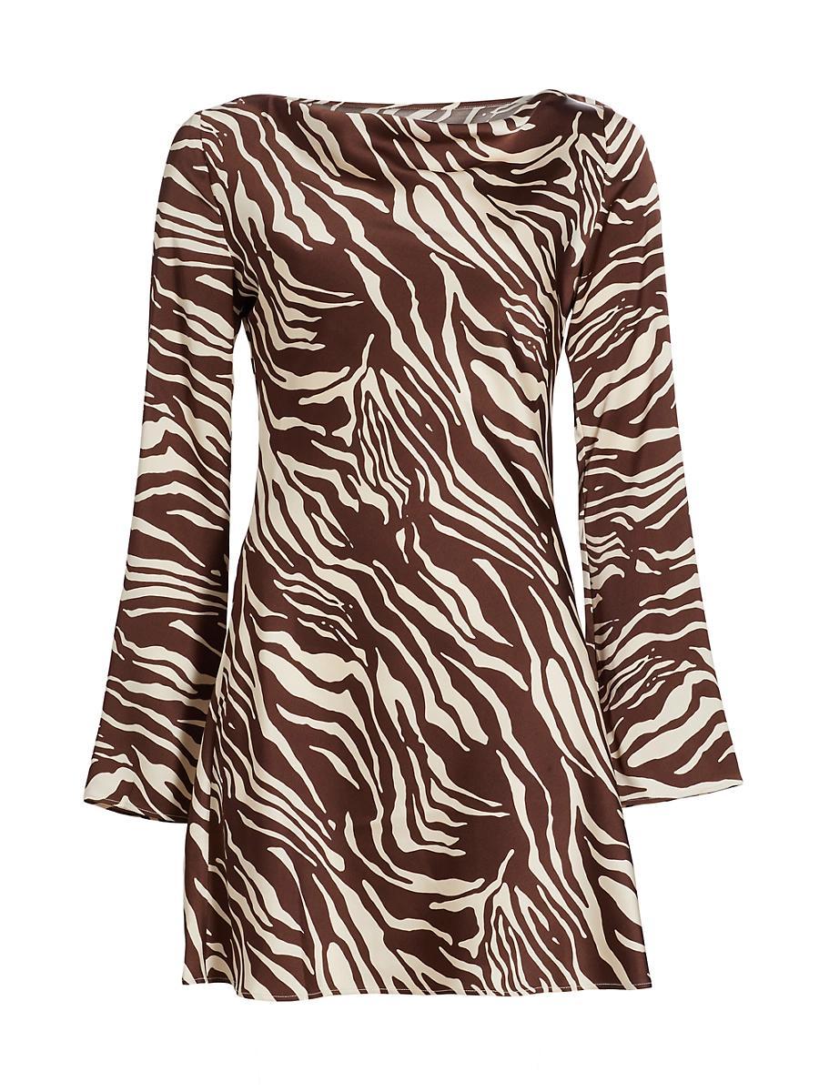 Womens Pike Zebra Satin Long-Sleeve Minidress Product Image