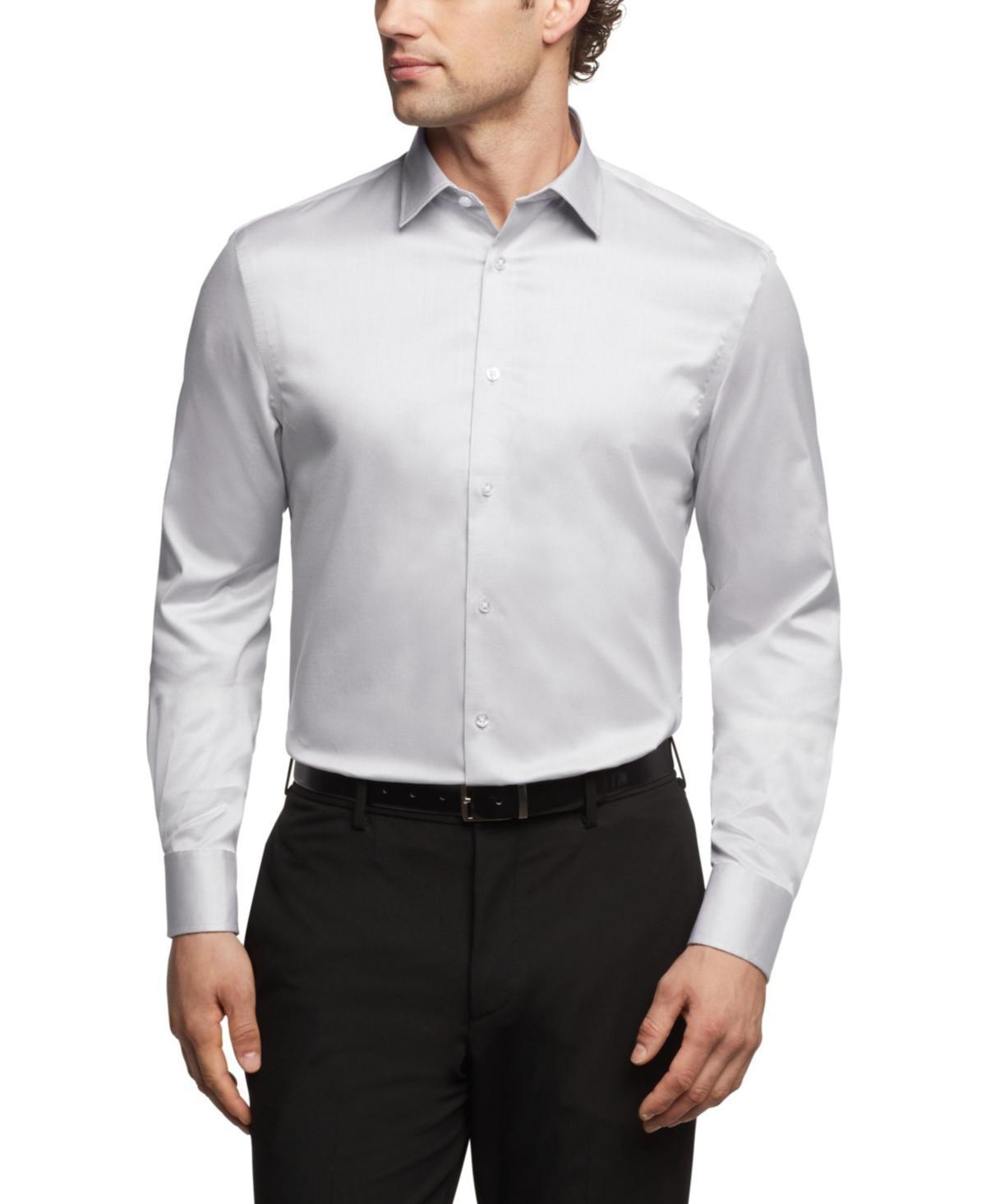 Calvin Klein Refined Cotton Stretch, Mens Regular Fit Dress Shirt Product Image