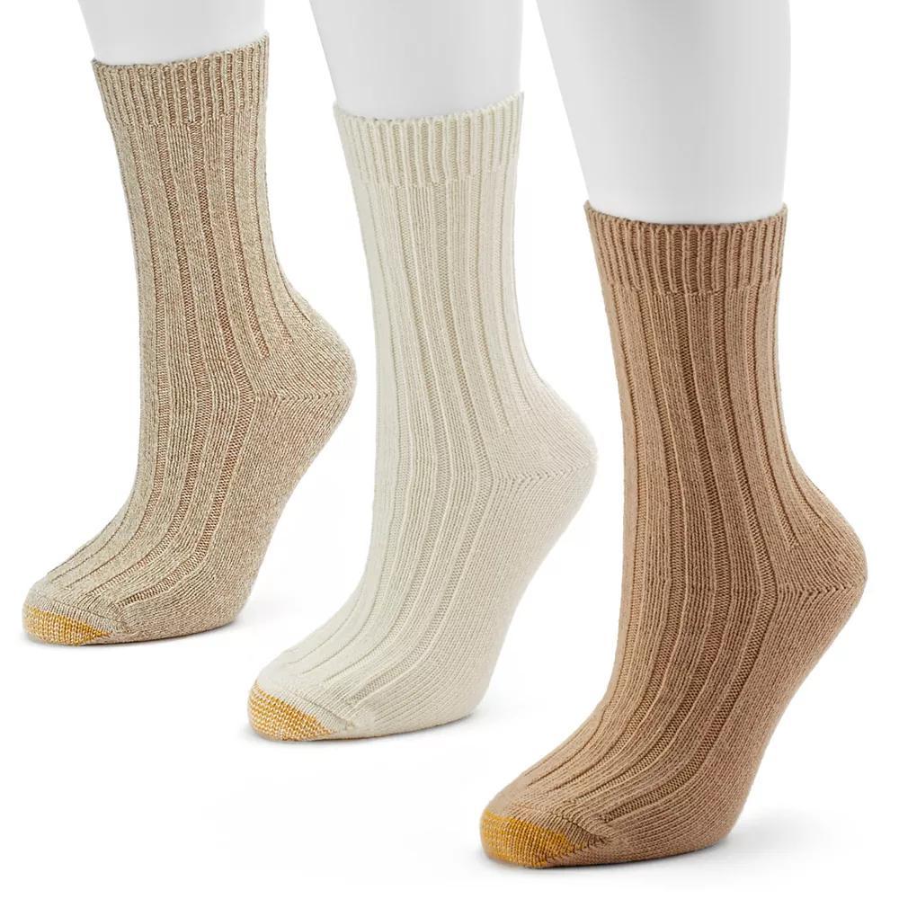Women's GOLDTOE® 3-pack Weekender Crew Socks, Size: 9-11, Oatmeal Product Image