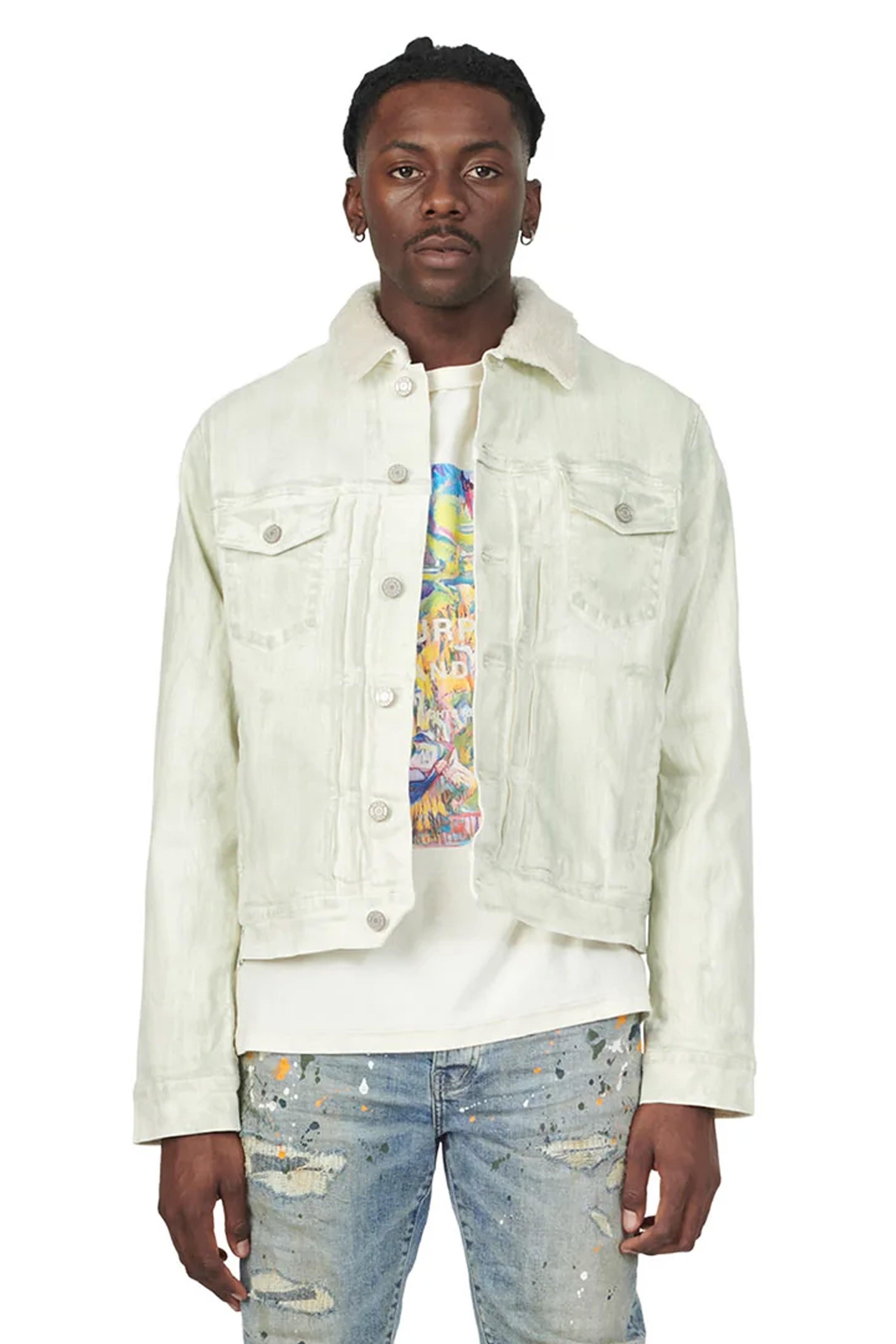 P007 DENIM TRUCKER JACKET - Sherpa Dirty White Male Product Image