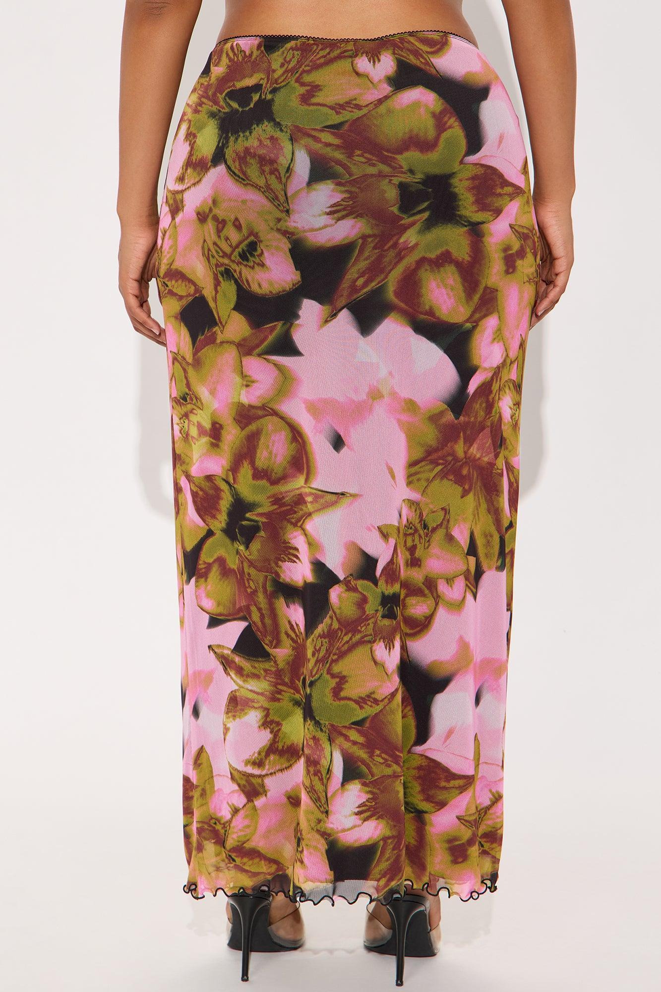 Work Of Art Abstract Mesh Maxi  Skirt - Purple/combo Product Image