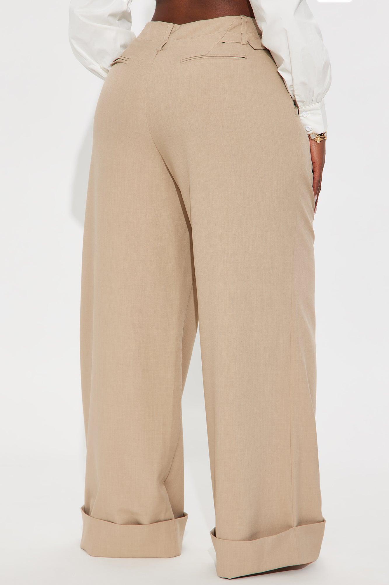 Kiah Cuffed Wide Leg Trouser - Tan Product Image