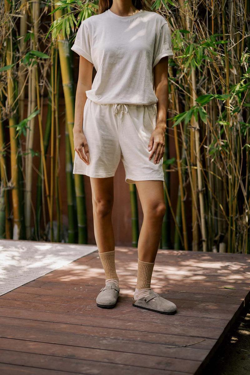 Women's Organic Lounge Shorts in Natural Product Image