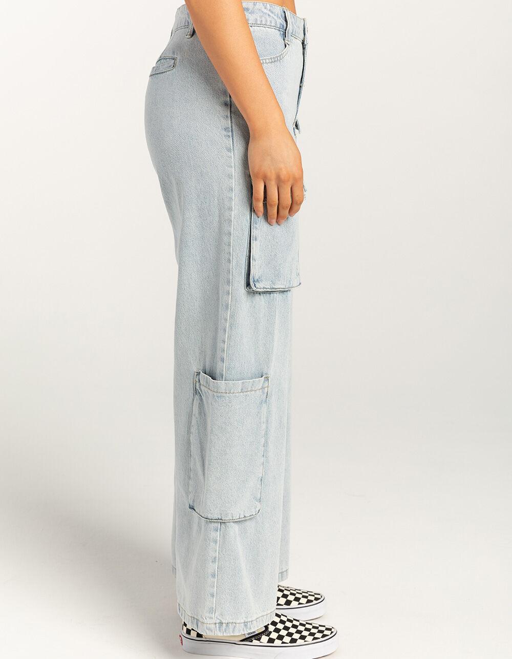 RSQ Womens Low Rise Cargo Pants - MEDIUM WASH Product Image