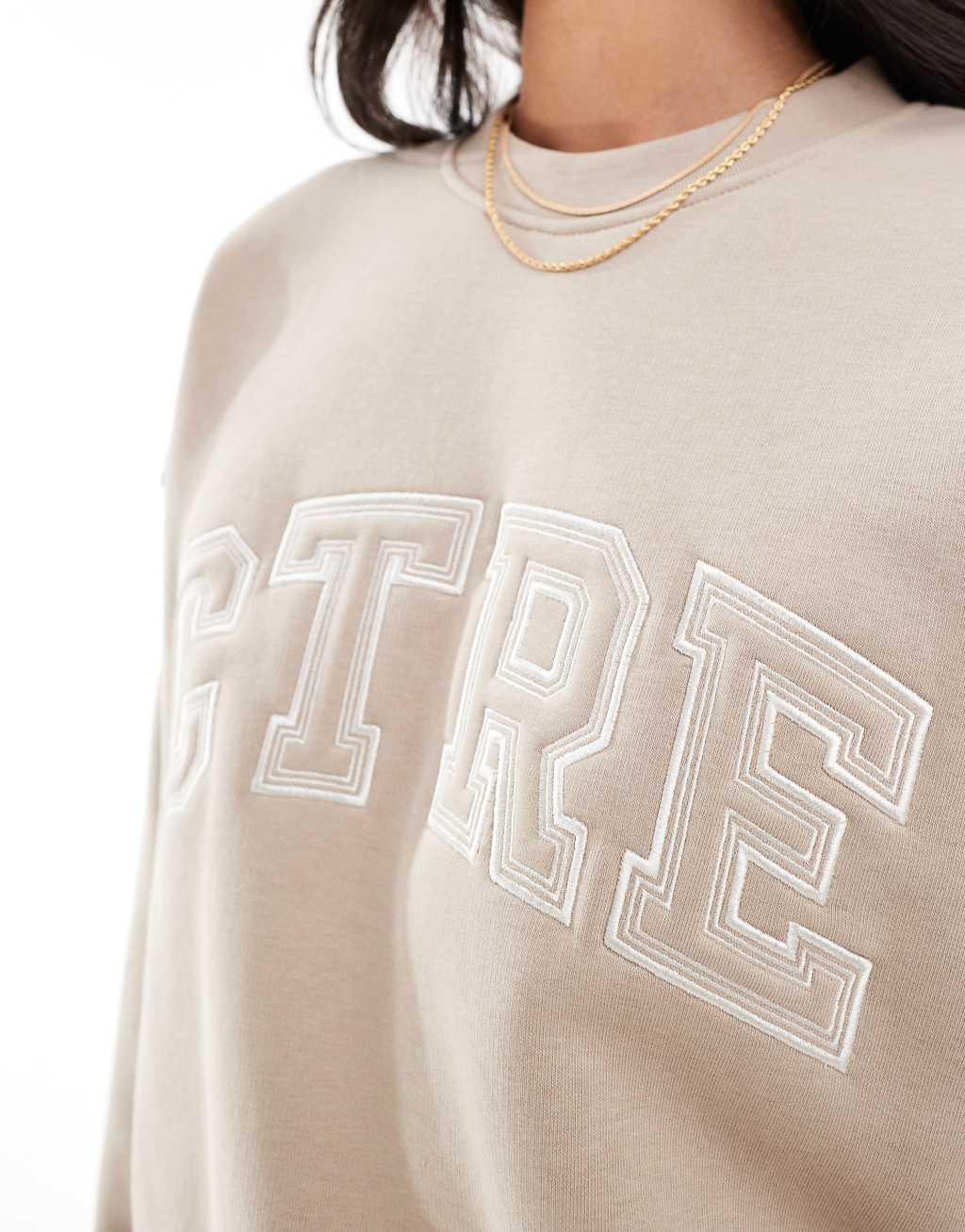 The Couture Club CTRE VARSITY crewneck sweatshirt in beige - part of a set Product Image