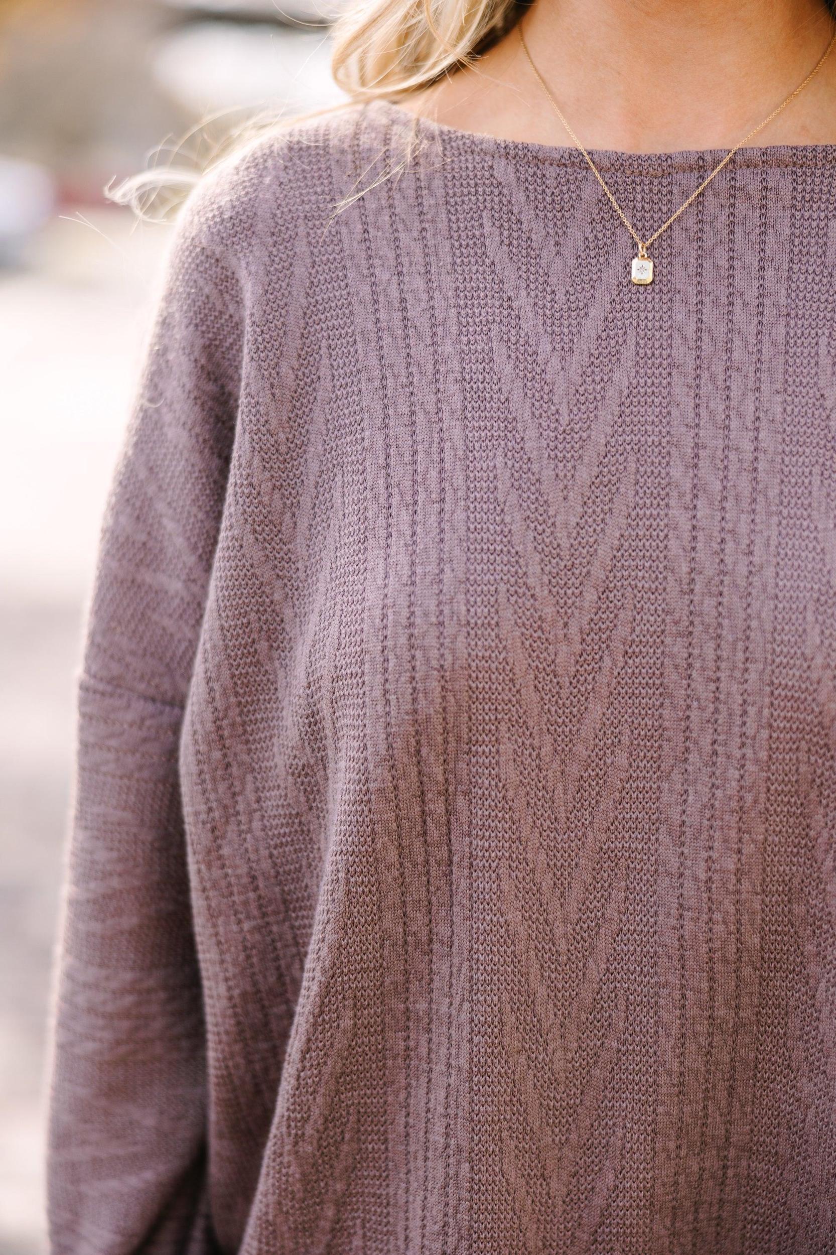 The Slouchy Mushroom Brown Cable Knit Top Female Product Image