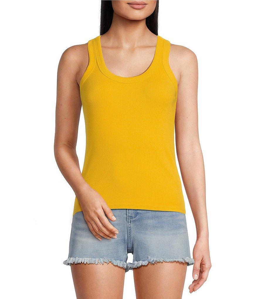 Reba Scoop Neck Ribbed Knit Sleevless Tank Top Product Image