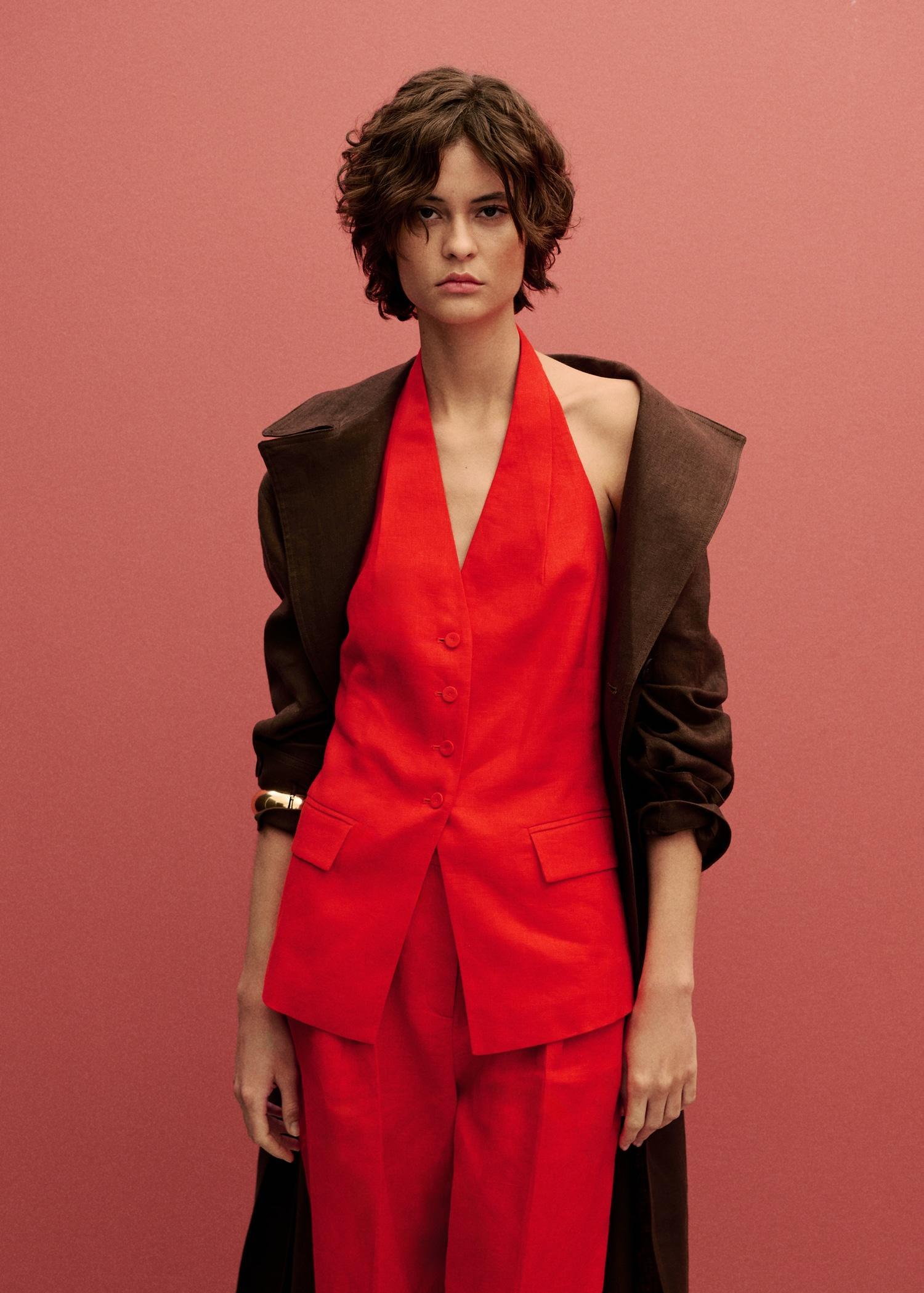 Linen halter-neck suit vest - Women | MANGO USA Product Image