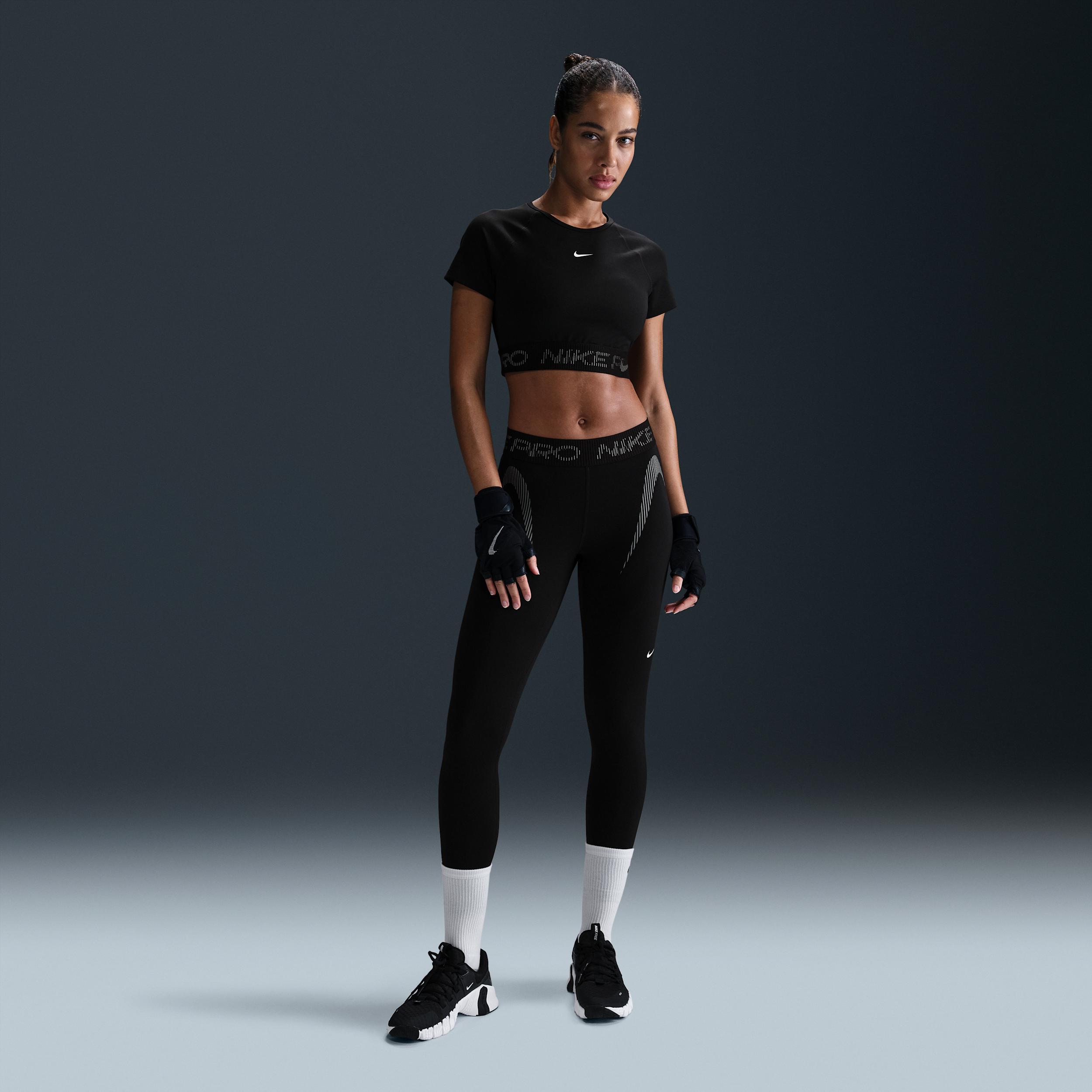 Nike Pro Women's Dri-FIT Short-Sleeve Cropped Graphic Top Product Image
