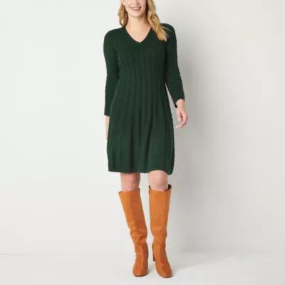 Jessica Howard Womens 3/4 Sleeve Sweater Dress Product Image