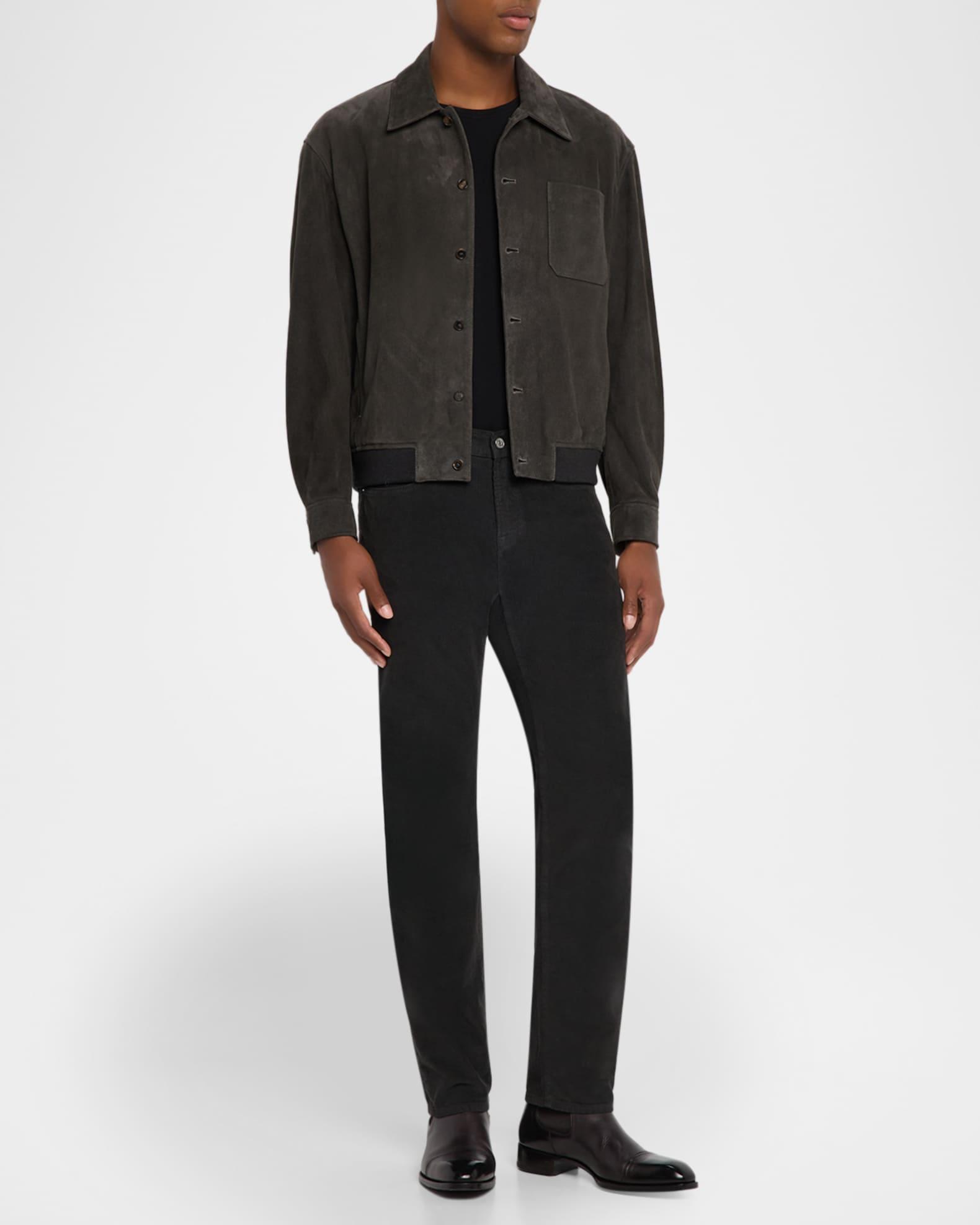 Men's Suede Bomber Jacket Product Image