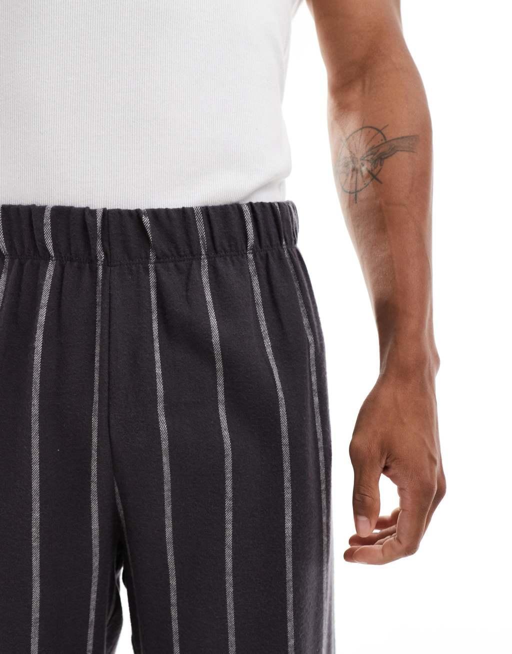 ASOS DESIGN pajama bottoms in black stripe Product Image