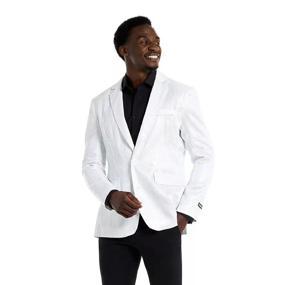 Men's Suitmeister Christmas New Years Eve Party Blazer, Size: XL, Sequins White Product Image
