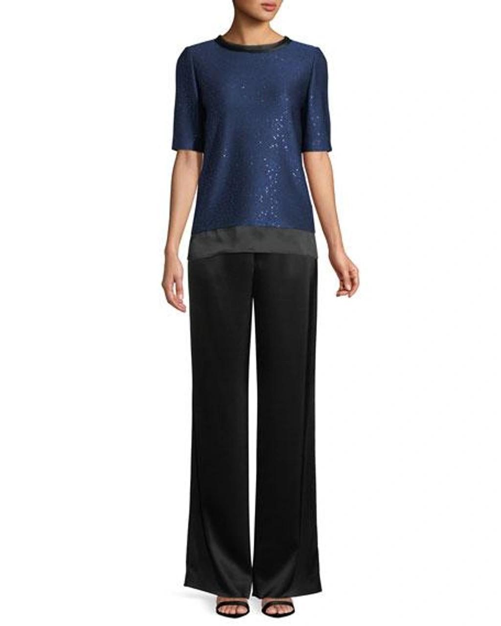 ST JOHN Caviar Collection Kate Satin Pants In Black Product Image