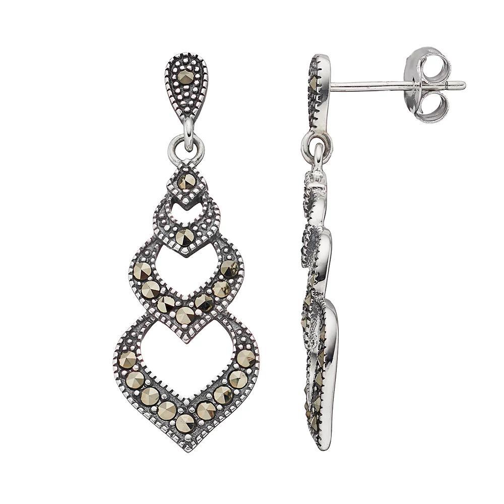 Tori Hill Sterling Silver Marcasaite Geometric Drop Earrings, Women's Product Image