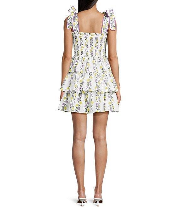 TCEC Sleeveless Floral Printed Tie-Shoulder Fit-And-Flare Dress Product Image