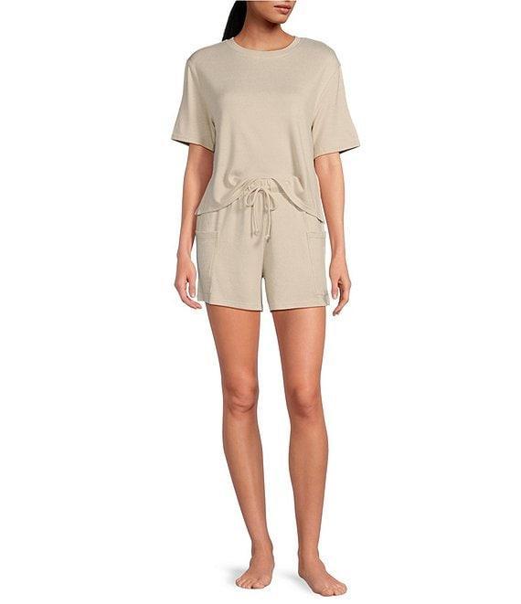 UGG Emaryld Peached Knit Short Sleeve Tee & Cargo Short Lounge Set Product Image