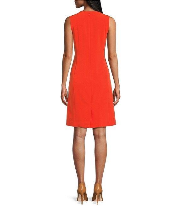 Kasper Crepe Sleeveless Multi Seam Sheath Dress Product Image