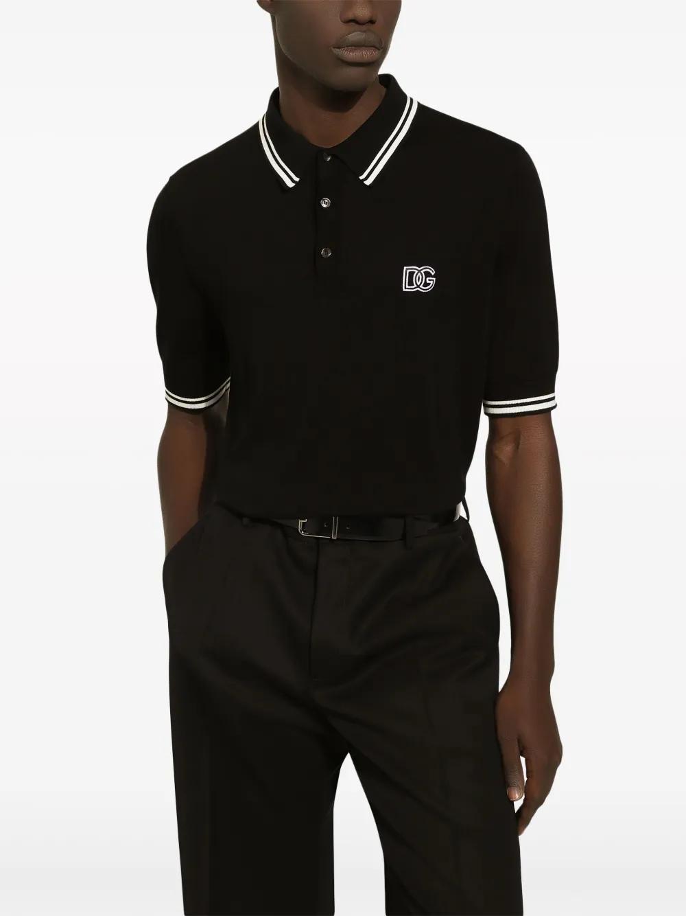 logo-embroidered stripe-detail polo shirt Product Image