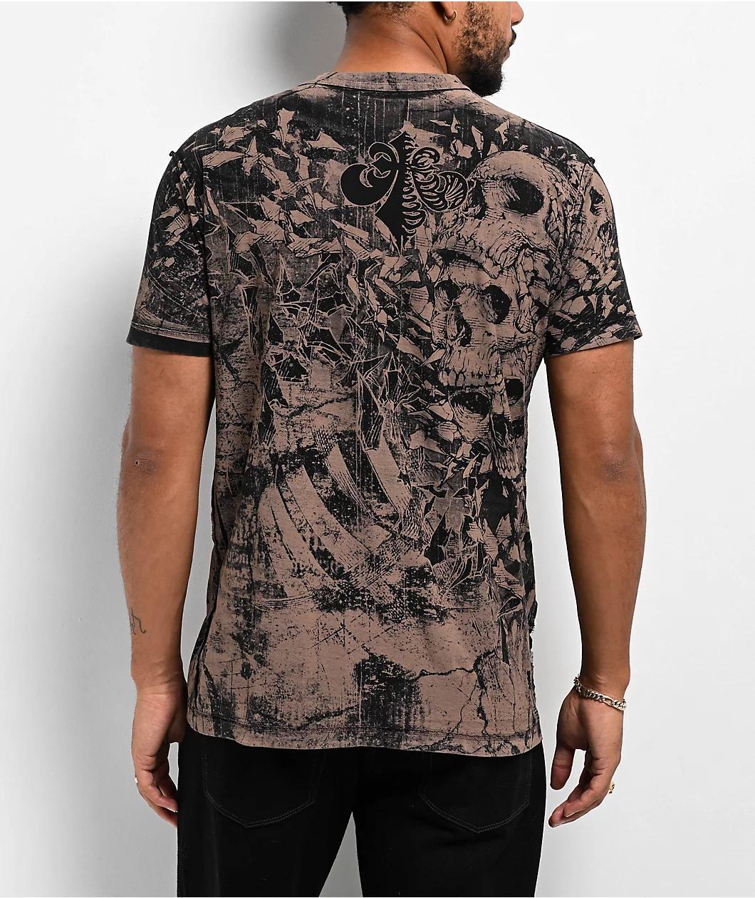 Affliction Duster Black Lava Wash Brown Reversible T-Shirt Product Image