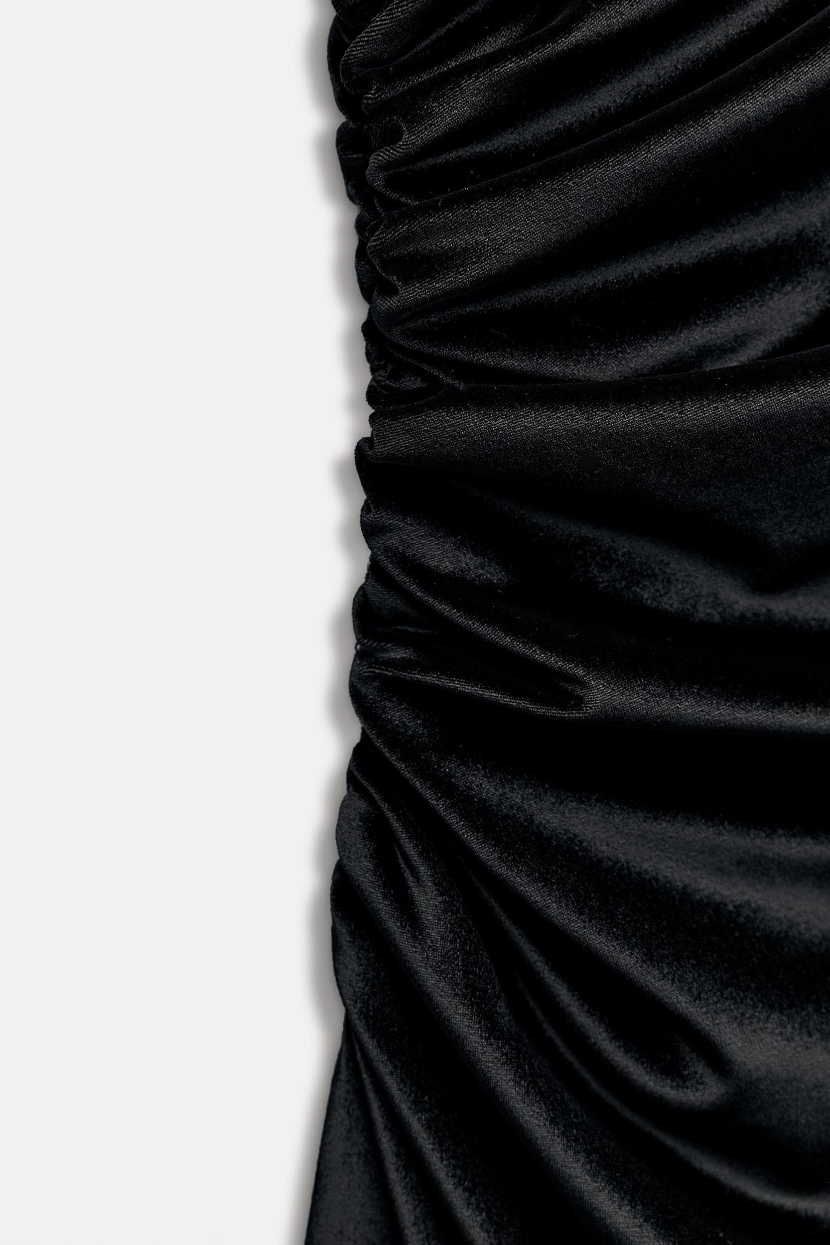 DRAPED VELVET MIDI DRESS Product Image