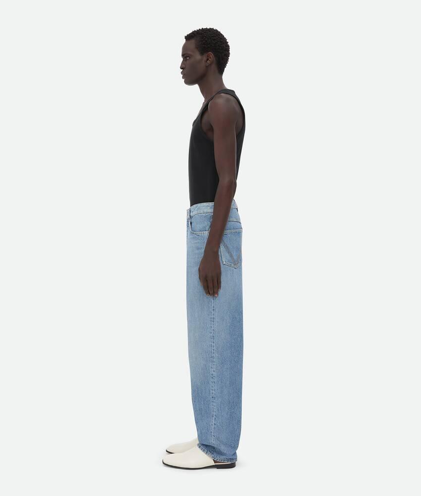 Men's Vintage Indigo Washed Wide Leg Denim in Mid blue Product Image