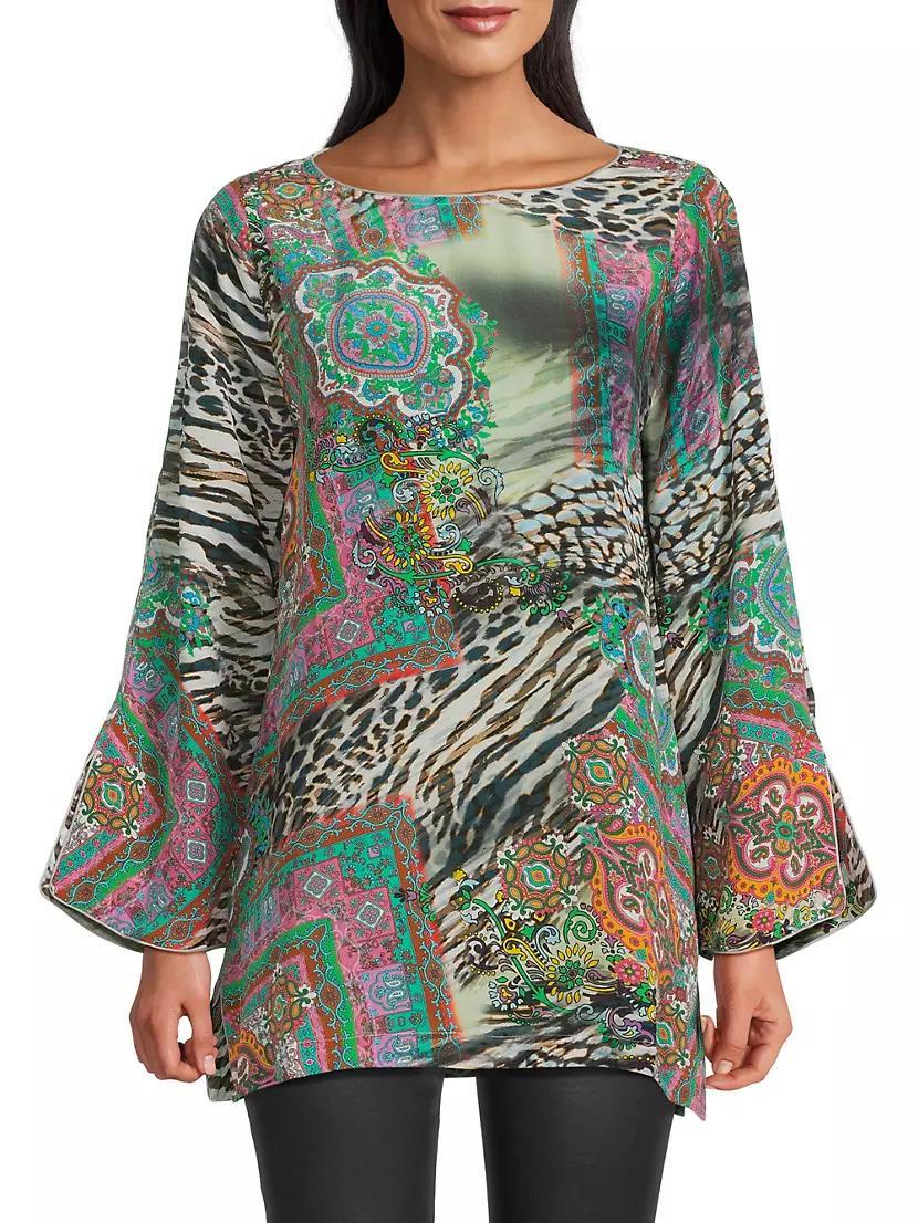 Kimi Mixed Print Silk Tunic Product Image