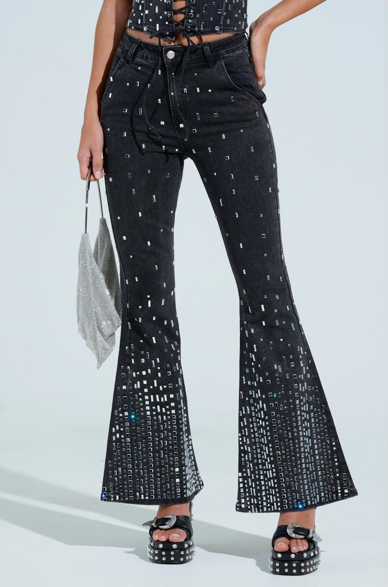 POPSTAR BLACK DENIM CORSET WITH RHINESTONE Product Image