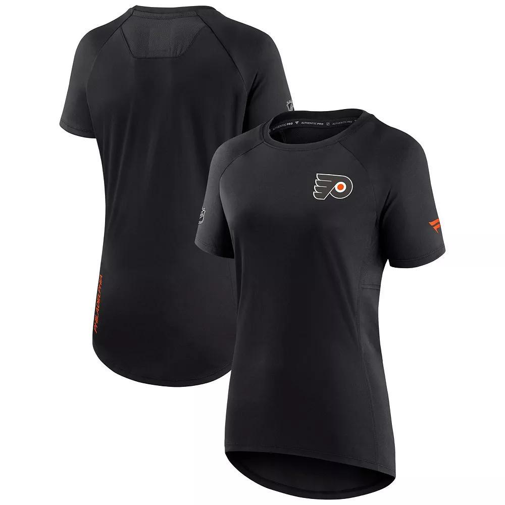 Womens Fanatics Branded Black Philadelphia Flyers Authentic Pro Rink Raglan Tech T-Shirt Product Image