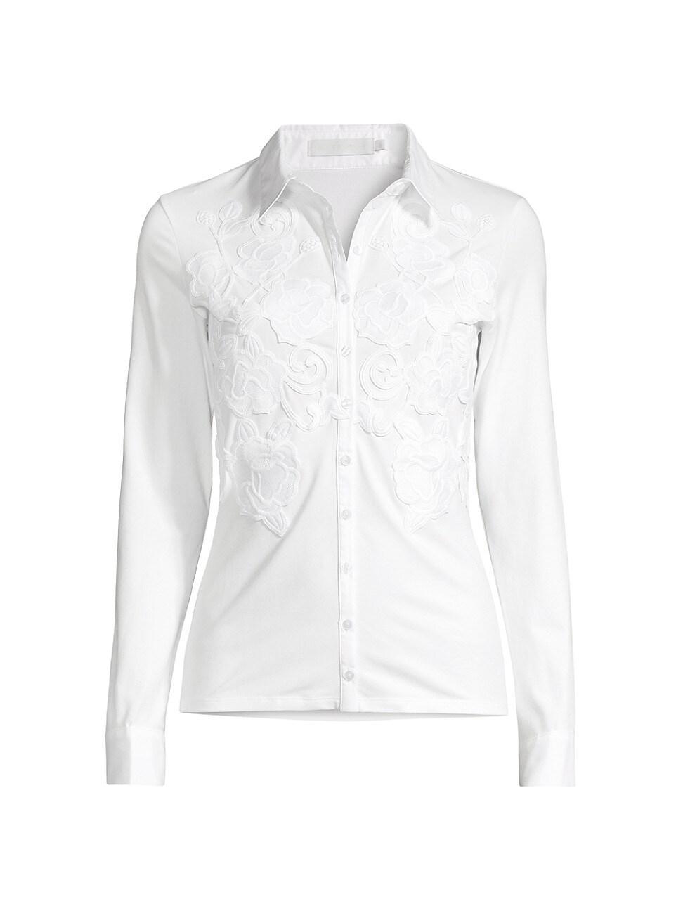 Vianey Floral Applique Button-Down Top Product Image