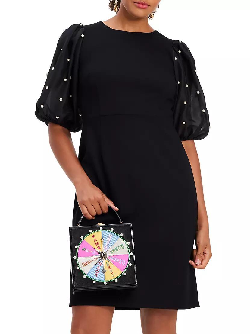 Organza Embellished-Sleeve Ponte Dress Product Image