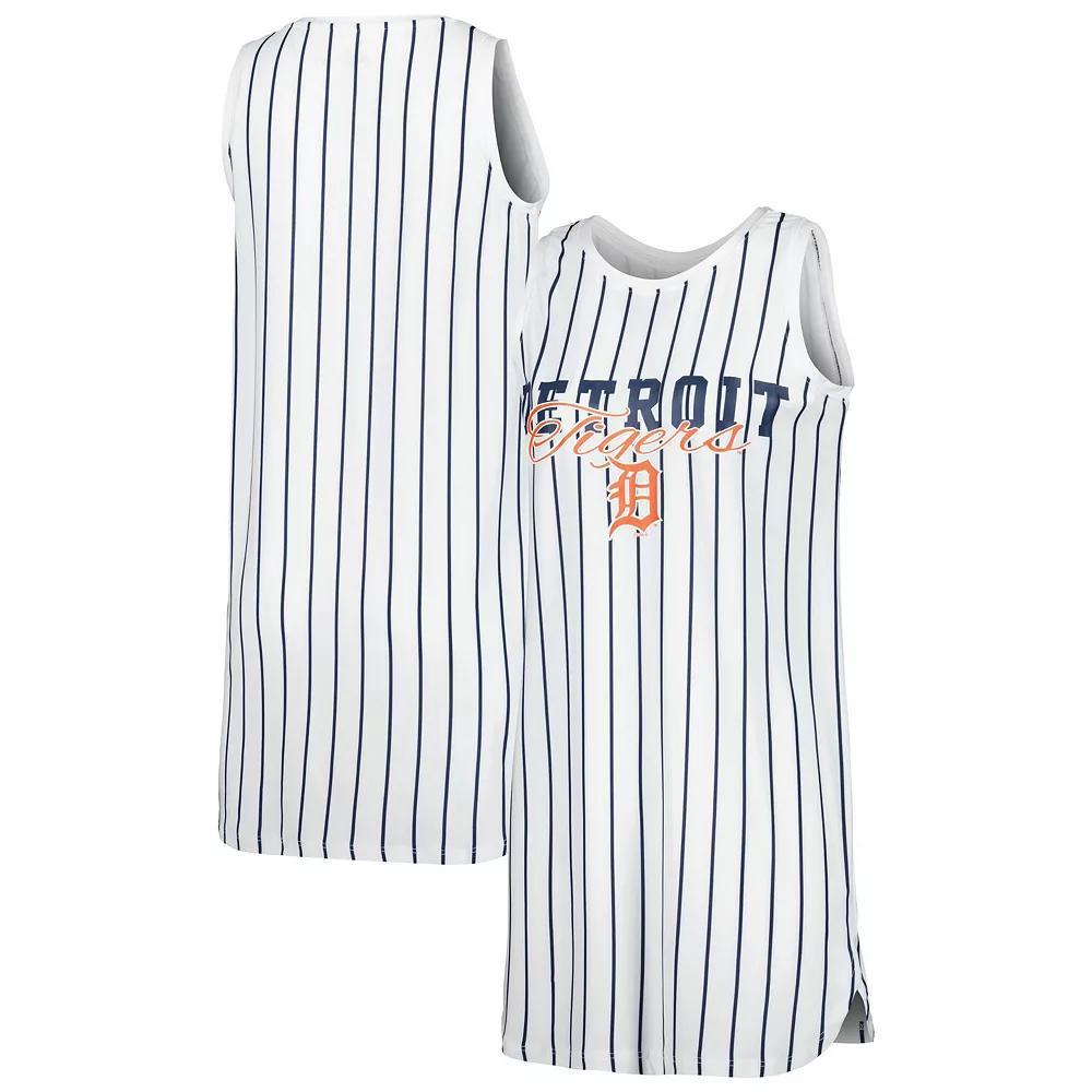 Women's Concepts Sport White Detroit Tigers Reel Pinstripe Knit Sleeveless Nightshirt, Size: XS Product Image