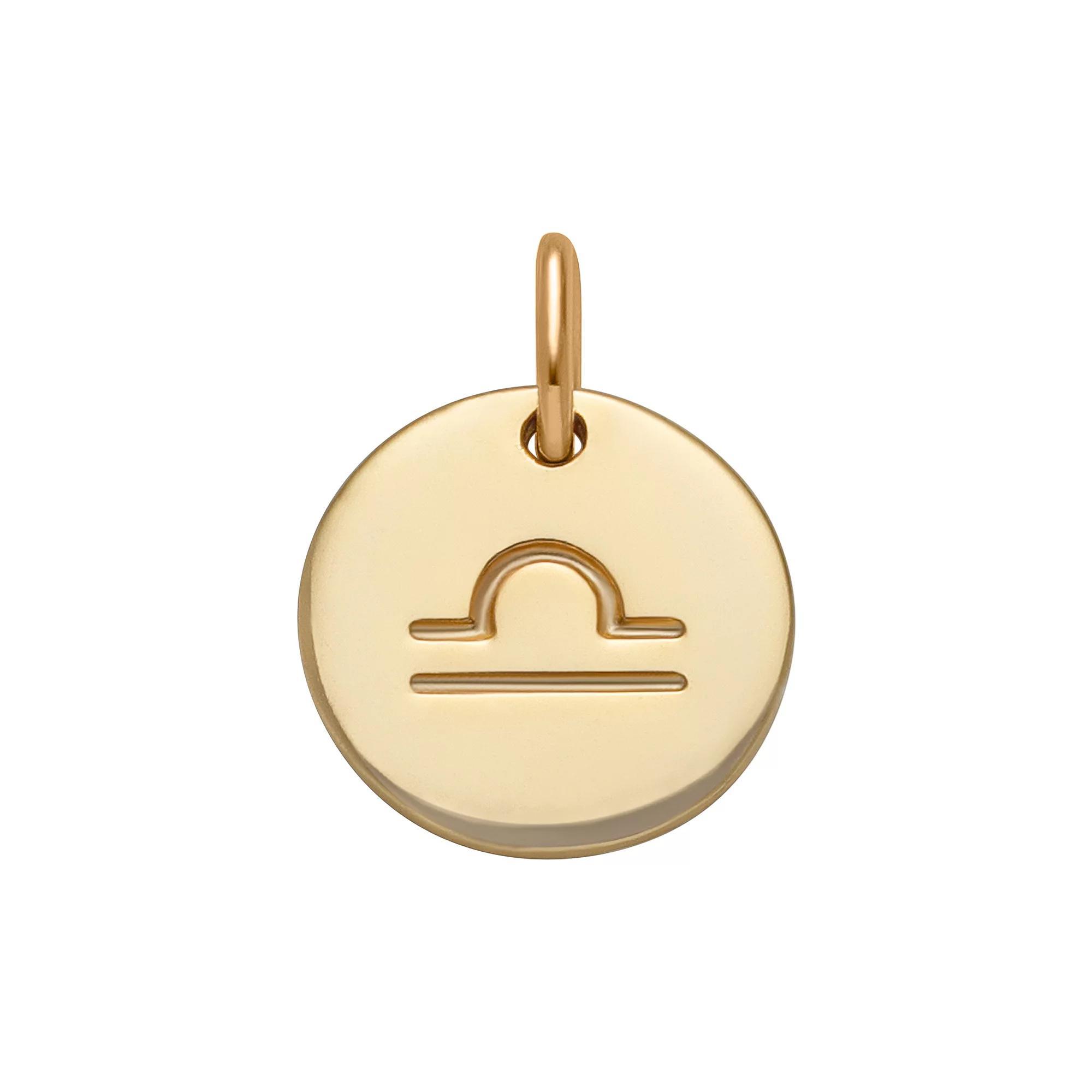 PRIMROSE 18k Gold Over Silver Etched Zodiac Disc Charm, Women's, Gold Tone Pisces Product Image