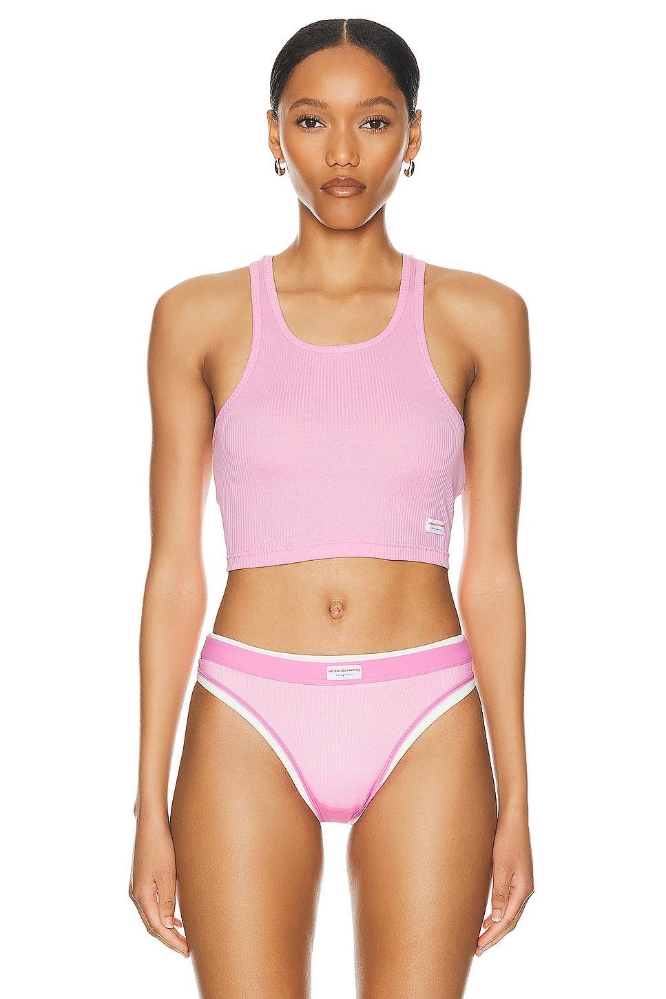 Alexander Wang Cotton Cropped Racerback Tank Top Product Image