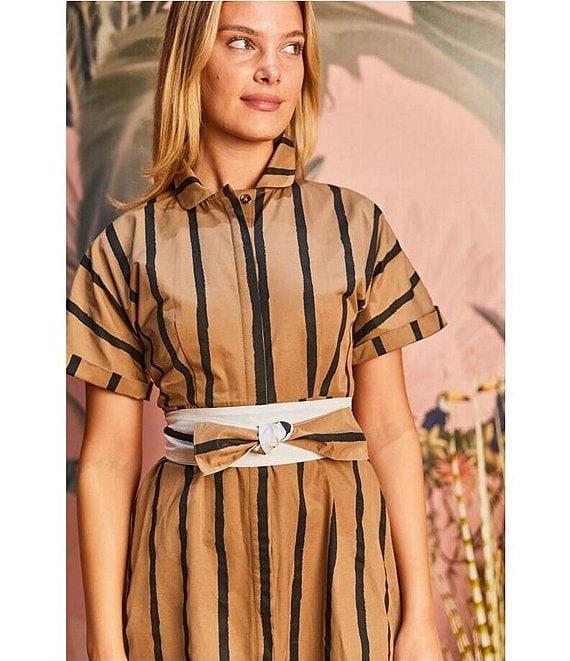 Buru Donna A-Line Striped Day Midi Dress Product Image