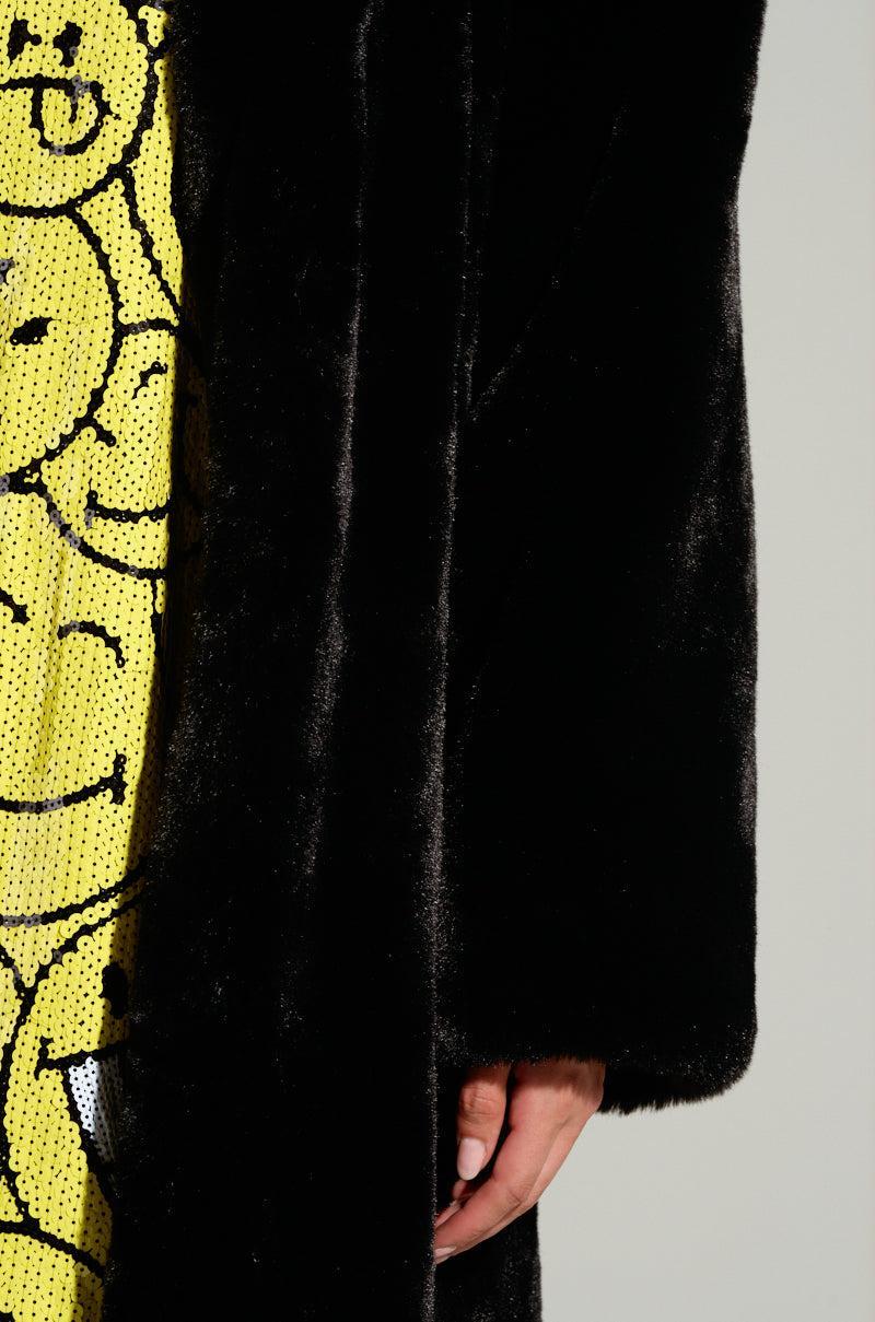 DAYANNE LONG SATIN LINING FAUX FUR TRENCH COAT Product Image