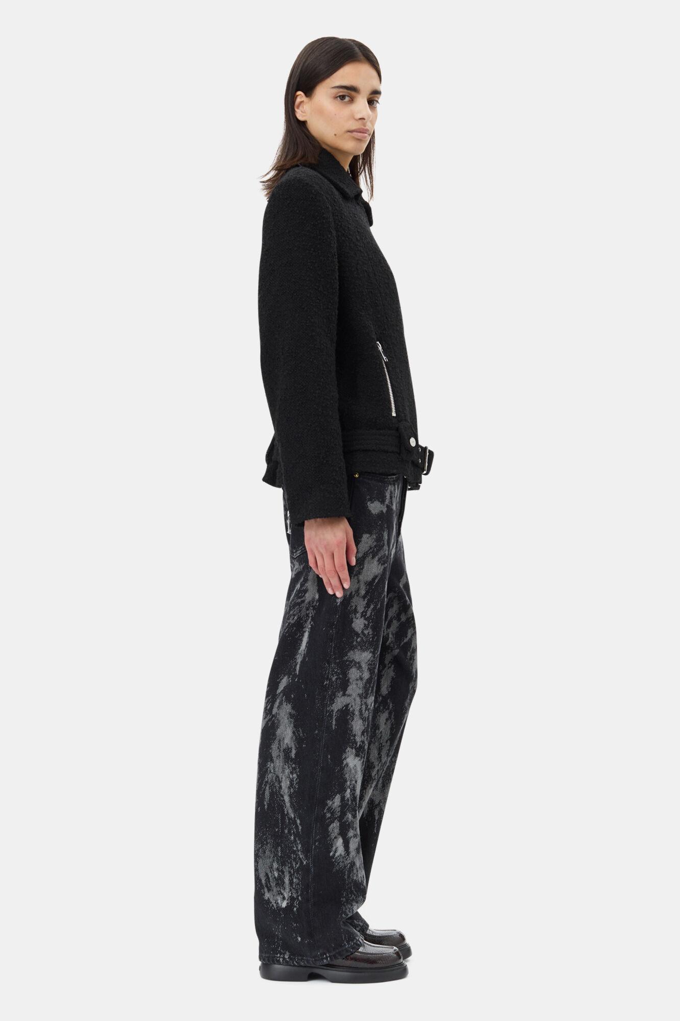 Black Textured Boucle Wool Jacket Product Image