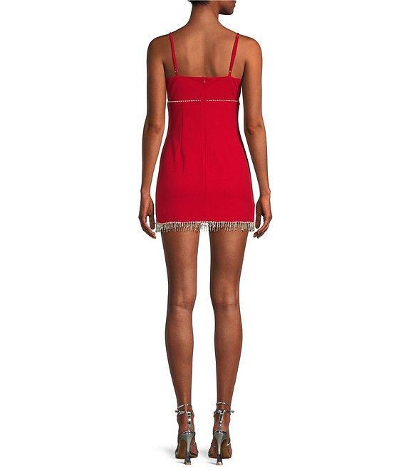 Lulus V-Neck Rhinestone Fringe Mini Dress Product Image