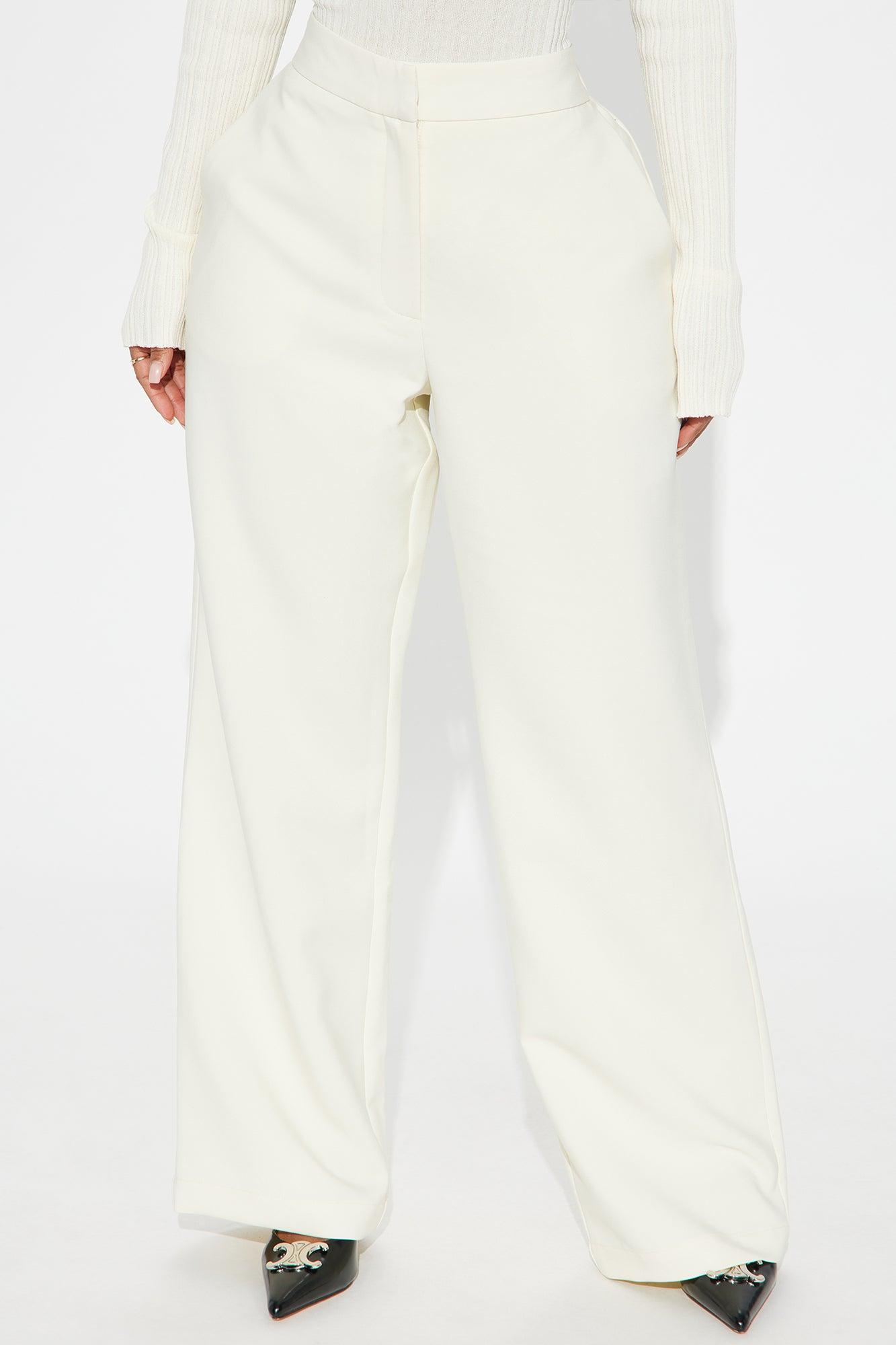 Harper Wide Leg Trouser - Cream Product Image