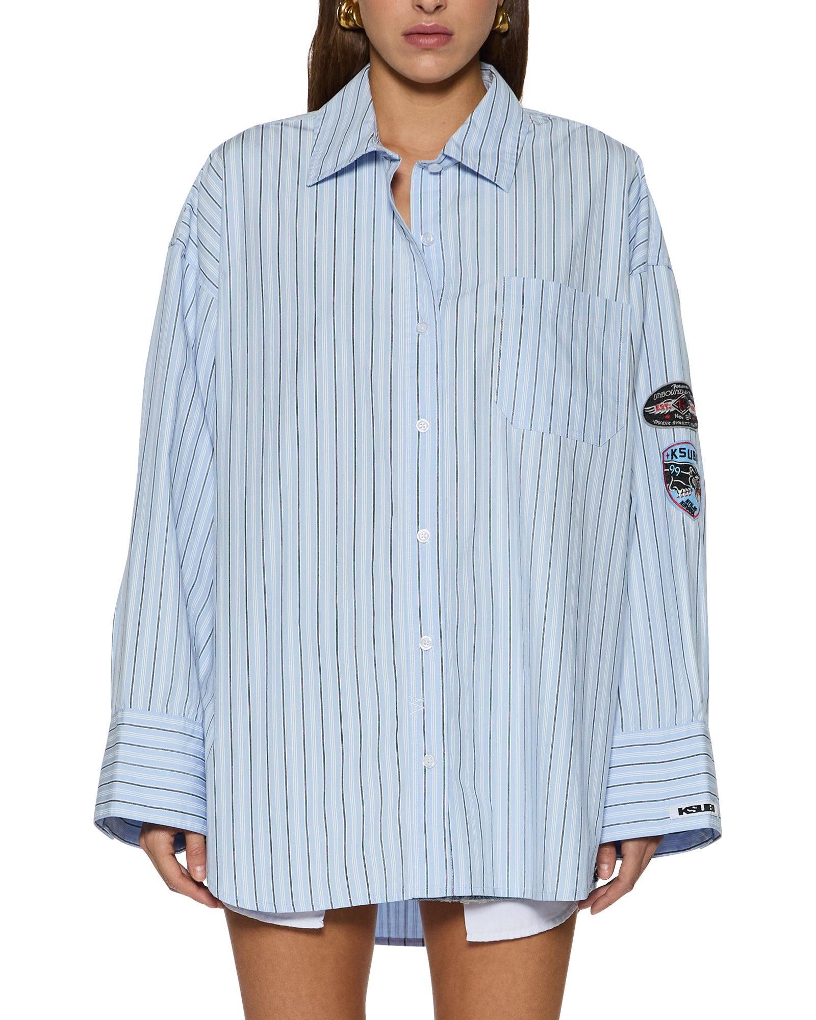 ASTRA LS SHIRT BLUE STRIPE BADGE Female Product Image