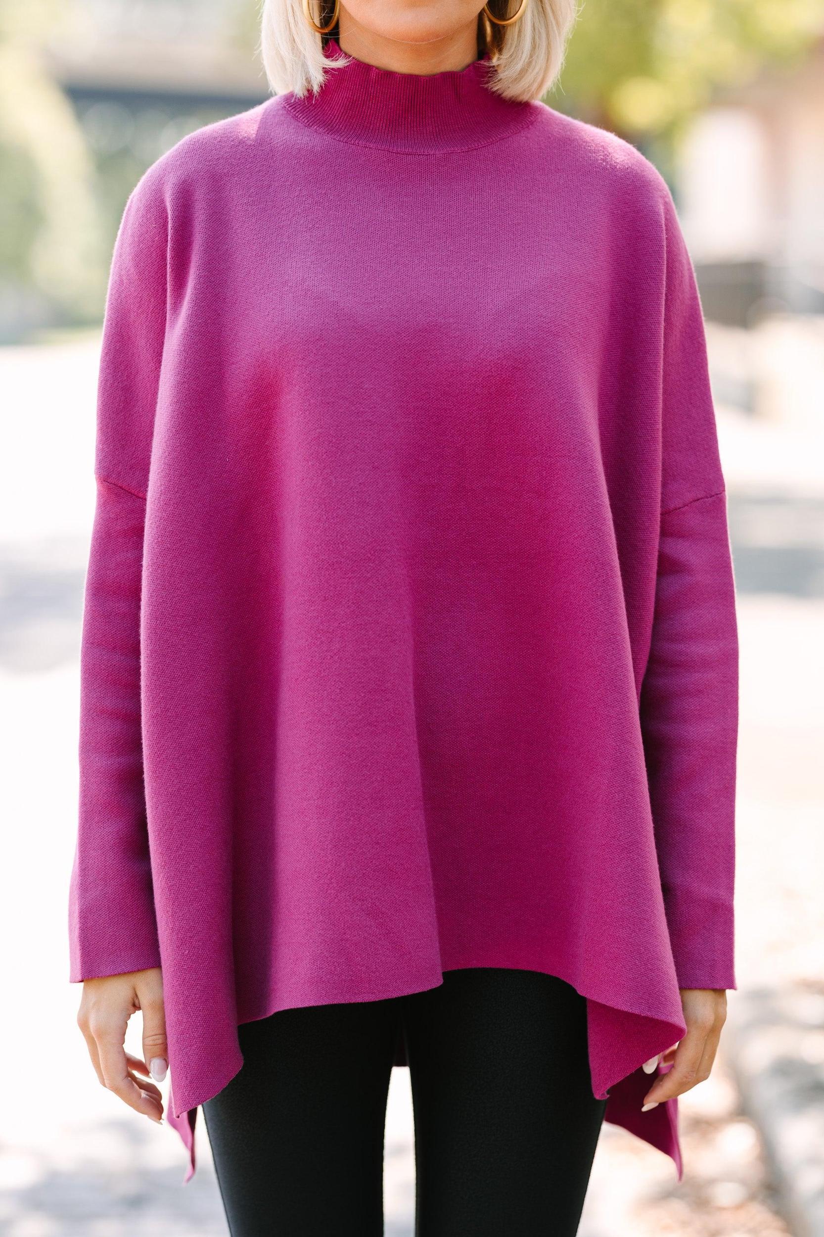 Going With You Magenta Purple Mock Neck Sweater Female Product Image